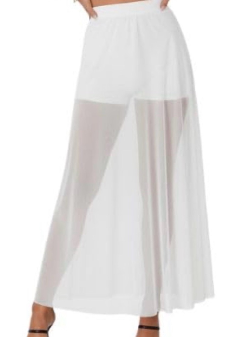 See You Monday White Sheer Maxi Skirt with Built-In Short Sz M NWT/0264